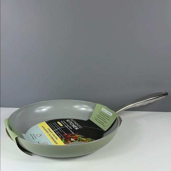 Authentic Kitchen Frying Pan Skillet Non-Stick Ceramic 11" Cookware Green NEW - Picture 1 of 9